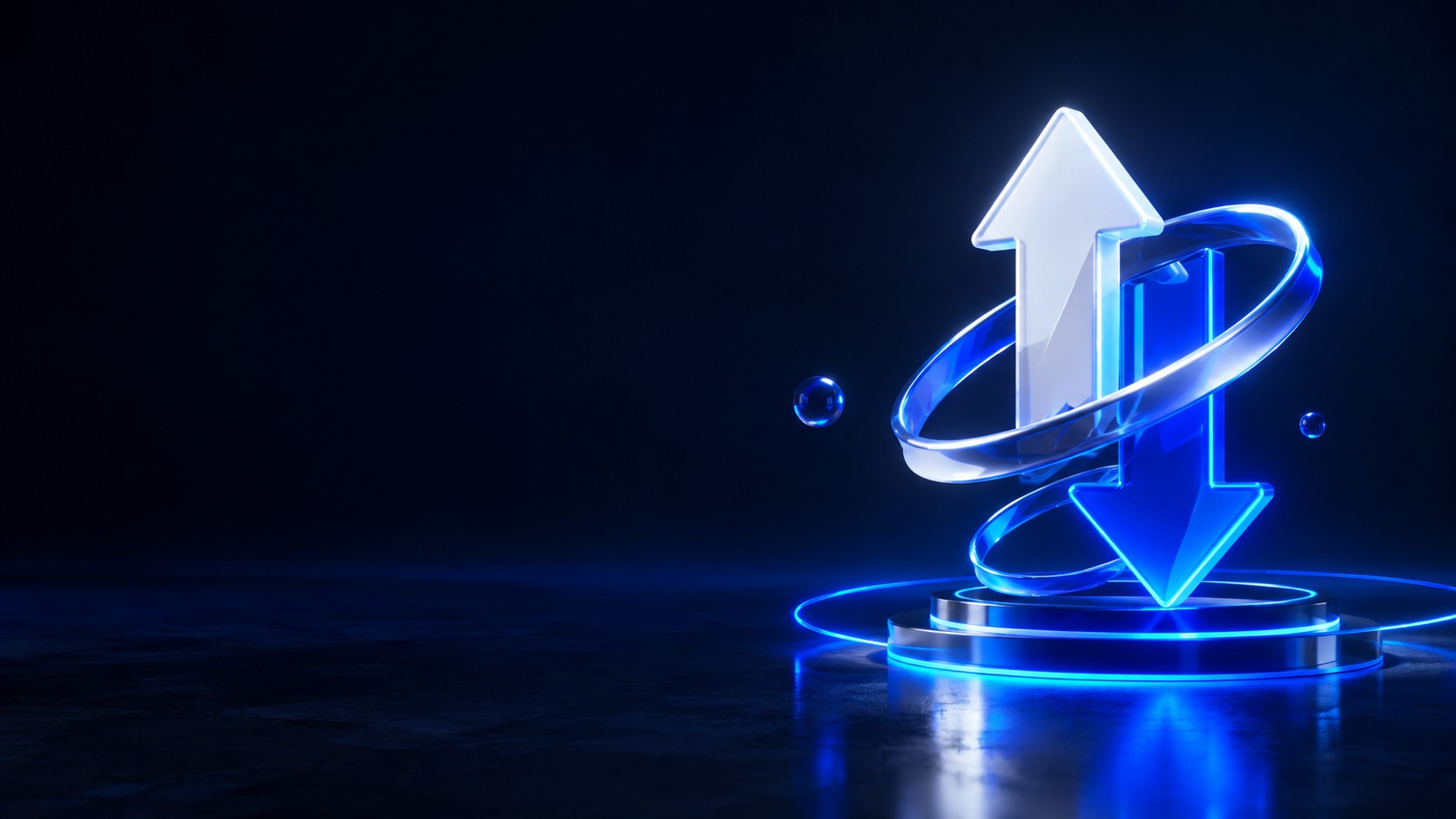 Abstract upward and downward arrow sculpture representing interest rate changes